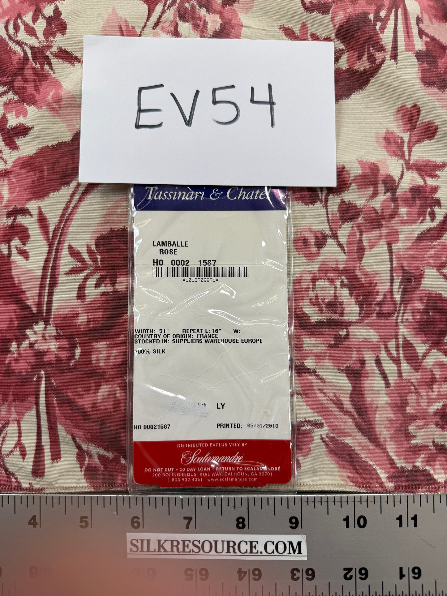 1.3 yards Scalamandre Tassinari & Chatel Lamballe Rose Red White Silk Warp Print  Floral Print Historical Circa 1778 MSRP USD 2022/yard