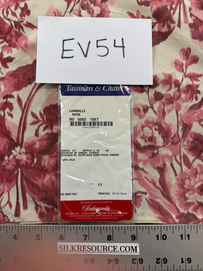 1.3 yards Scalamandre Tassinari & Chatel Lamballe Rose Red White Silk Warp Print  Floral Print Historical Circa 1778 MSRP USD 2022/yard
