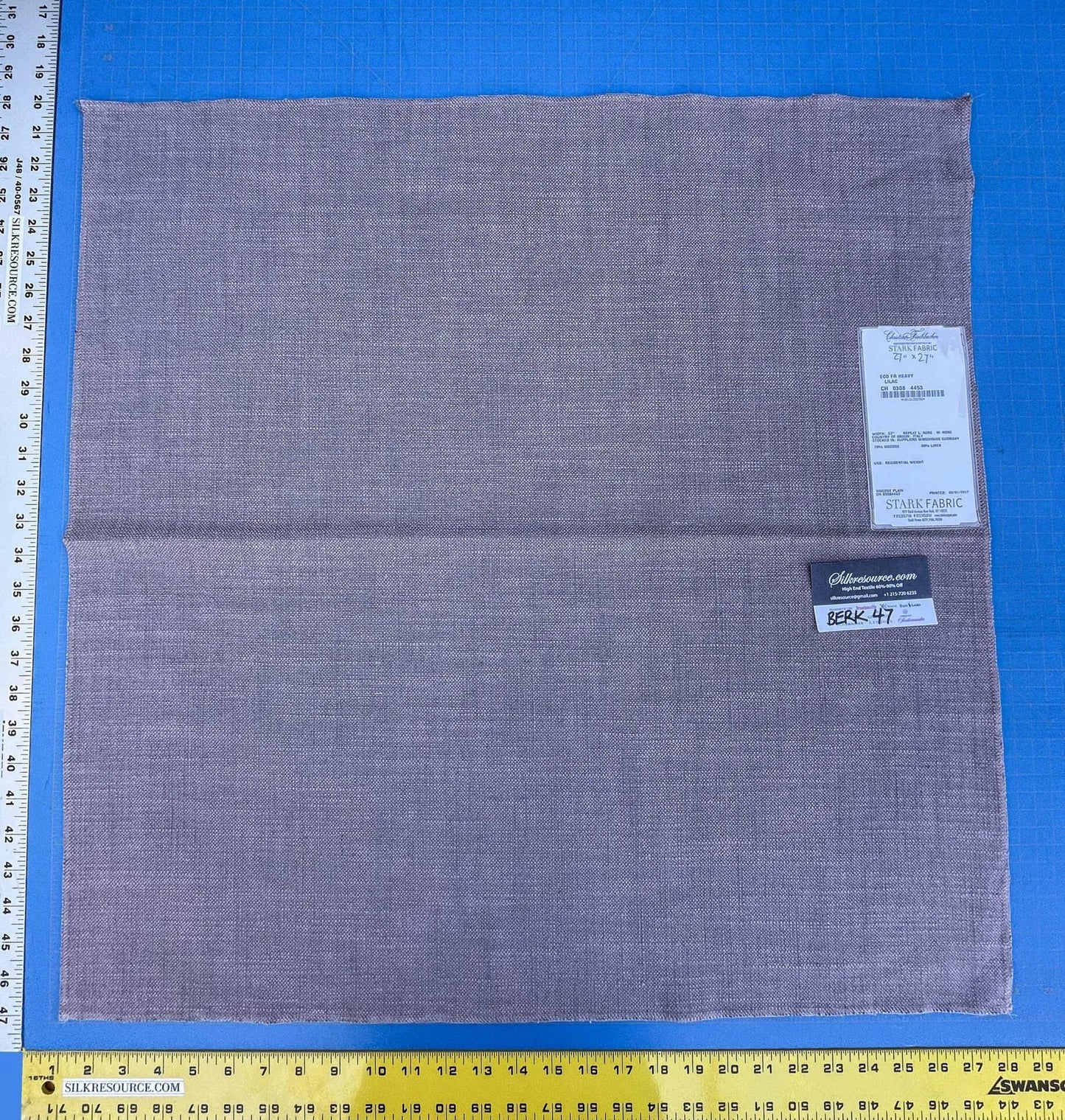 46 Berkbox47 27″x 27″ Square Scalamandre ECO FR HEAVY LILAC Purple Viscose Plain