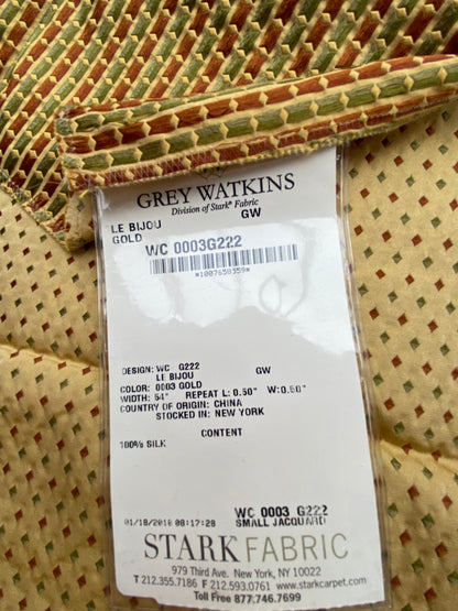 77 Berkbox71 Scalamandre Square Silk by Grey Watkins Le Bijou Gold Small Jacquard Yellow Small Scale MSRP USD 300+/Y