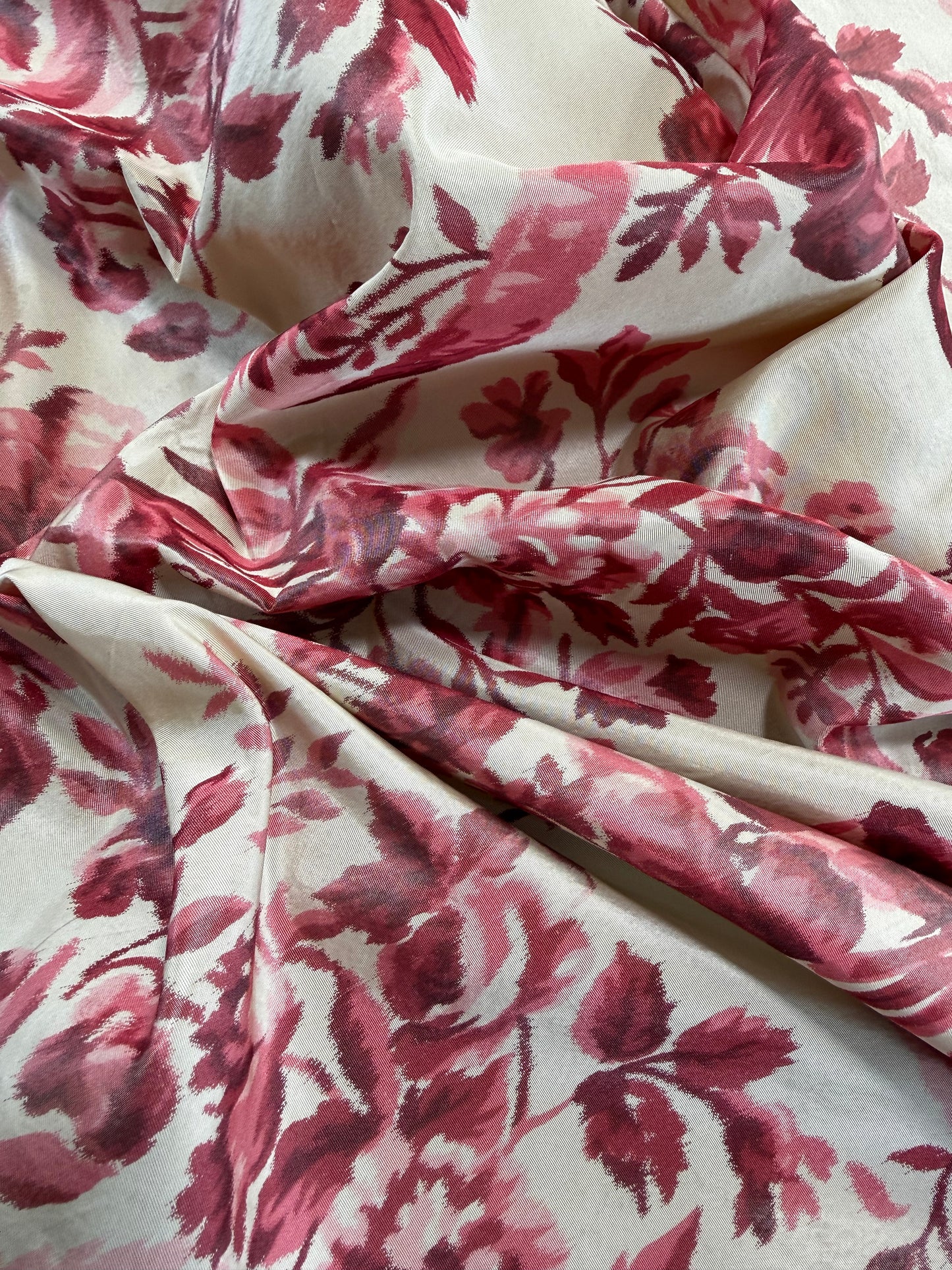 1.3 yards Scalamandre Tassinari & Chatel Lamballe Rose Red White Silk Warp Print  Floral Print Historical Circa 1778 MSRP USD 2022/yard