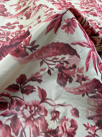 1.3 yards Scalamandre Tassinari & Chatel Lamballe Rose Red White Silk Warp Print  Floral Print Historical Circa 1778 MSRP USD 2022/yard