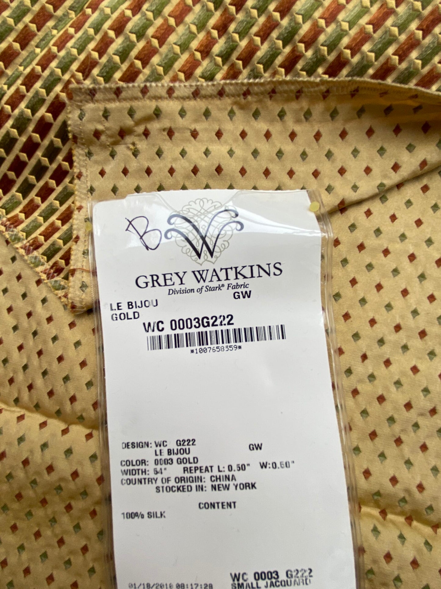 77 Berkbox71 Scalamandre Square Silk by Grey Watkins Le Bijou Gold Small Jacquard Yellow Small Scale MSRP USD 300+/Y