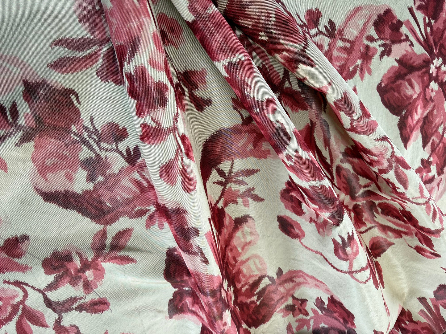 1.3 yards Scalamandre Tassinari & Chatel Lamballe Rose Red White Silk Warp Print  Floral Print Historical Circa 1778 MSRP USD 2022/yard