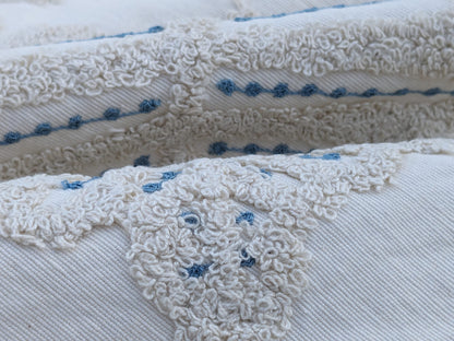 Scalamandre  Fossils Blue Embroidery Fern Trilobite Paisley Heavy Cotton Blue on White MSRP USD372/y