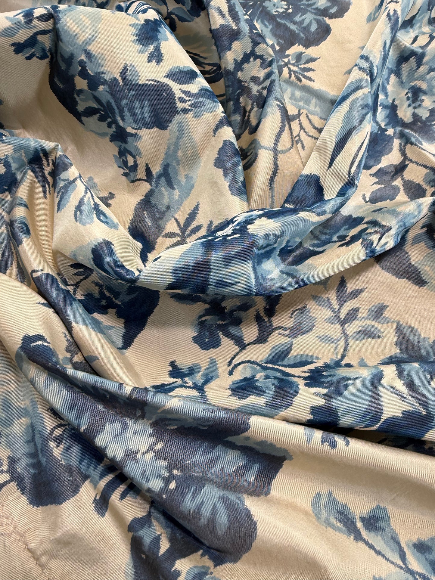 1.2 yards Scalamandre Tassinari & Chatel Lamballe Bleu Blue White Silk Warp Print  Floral Print Historical Circa 1778 MSRP USD 2022/yard