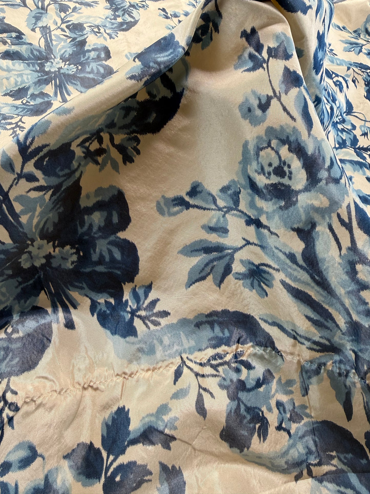 1.2 yards Scalamandre Tassinari & Chatel Lamballe Bleu Blue White Silk Warp Print  Floral Print Historical Circa 1778 MSRP USD 2022/yard