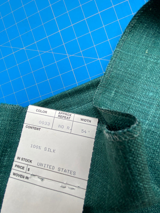 80 Berkbox71 Scalamandre Square Silk by Old World Weavers Nepal Spruce Deep Green Solid 11"x30" MSRP USD 310/y