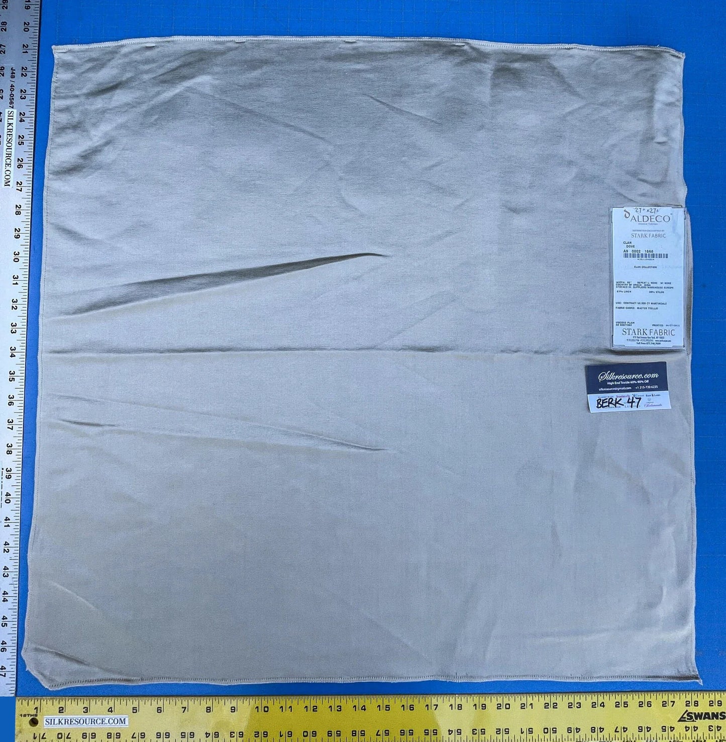 52 Berkbox47 28″x 28″ Square Scalamandre CLAN DOVE Gray Viscose Plain