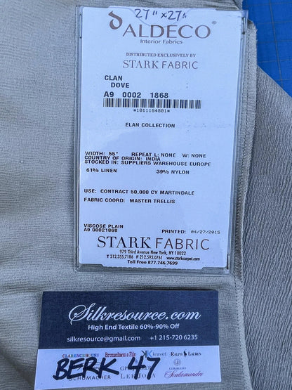 52 Berkbox47 28″x 28″ Square Scalamandre CLAN DOVE Gray Viscose Plain