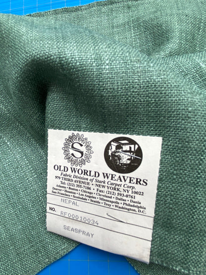 83 Berkbox71 Scalamandre Square Silk by Old World Weavers Nepal Seaspray Green Solid 12" x 25" MSRP USD 310/y