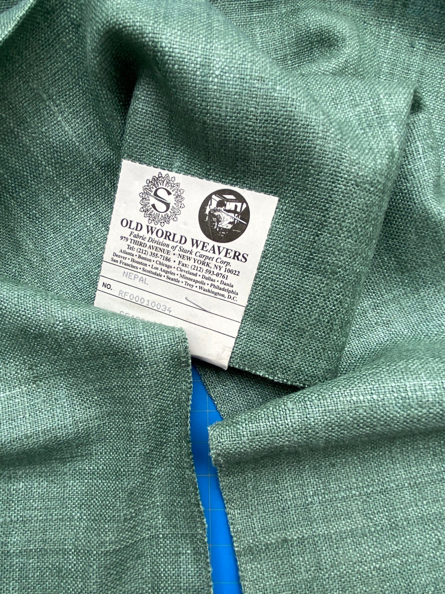 83 Berkbox71 Scalamandre Square Silk by Old World Weavers Nepal Seaspray Green Solid 12" x 25" MSRP USD 310/y