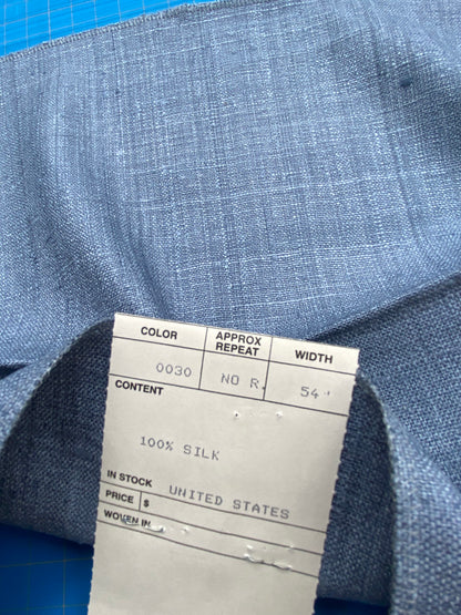 84 Berkbox71 Scalamandre Square Silk by Old World Weavers Nepal Blue Solid 12" x 25" MSRP USD 310/y