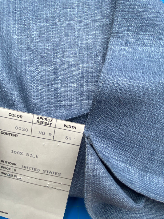 84 Berkbox71 Scalamandre Square Silk by Old World Weavers Nepal Blue Solid 12" x 25" MSRP USD 310/y