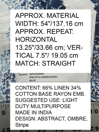 Scalamandre Anchita Embroidery Purple Stripe Ombre Linen Cotton - By The Yard - MSRP USD428/y