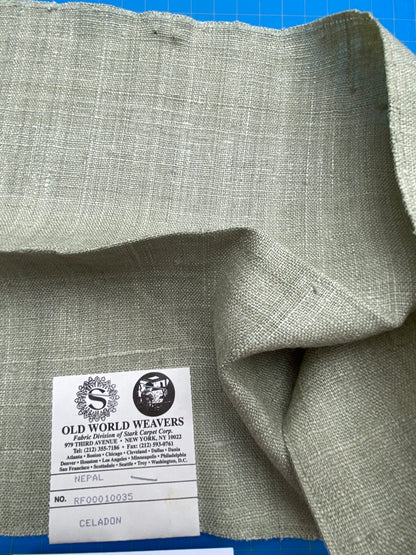 85 Berkbox71 Scalamandre Square Silk by Old World Weavers Nepal Celadon Beige Solid 12" x 25" MSRP USD 310/y