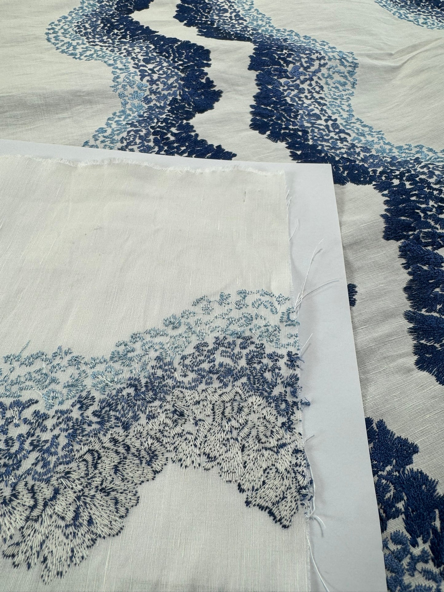 Scalamandre Anchita Embroidery Purple Stripe Ombre Linen Cotton - By The Yard - MSRP USD428/y