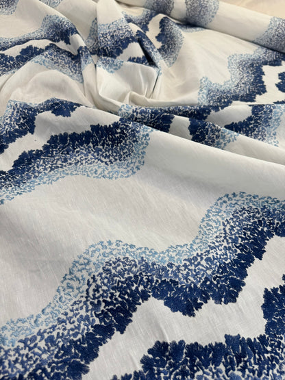 Scalamandre Anchita Embroidery Purple Stripe Ombre Linen Cotton - By The Yard - MSRP USD428/y