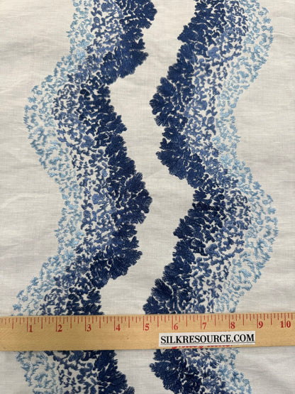 Scalamandre Anchita Embroidery Purple Stripe Ombre Linen Cotton - By The Yard - MSRP USD428/y