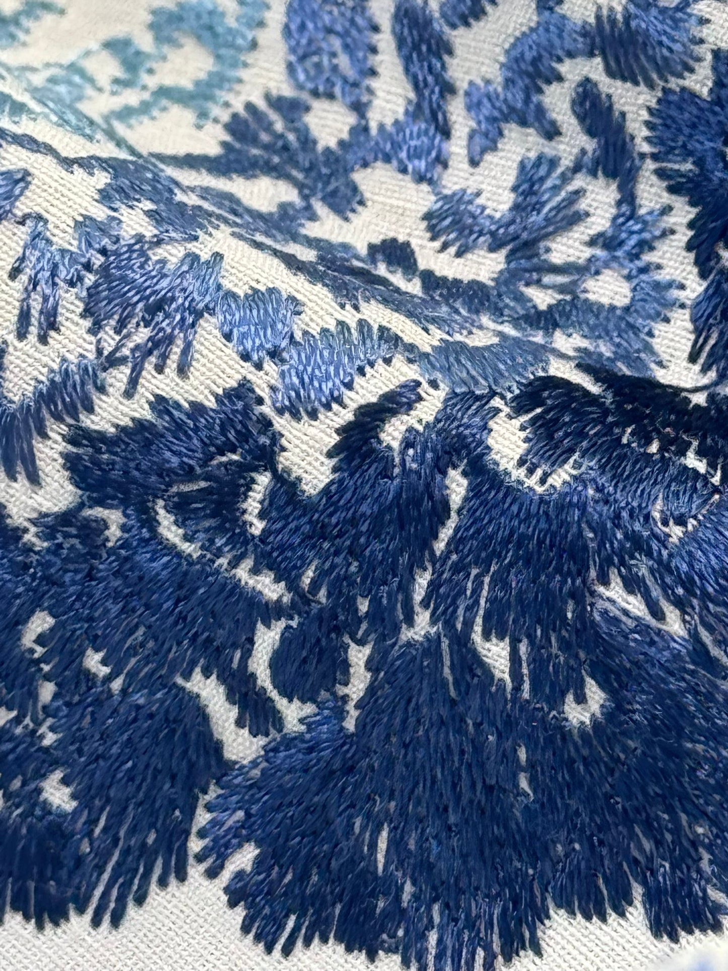 Scalamandre Anchita Embroidery Purple Stripe Ombre Linen Cotton - By The Yard - MSRP USD428/y