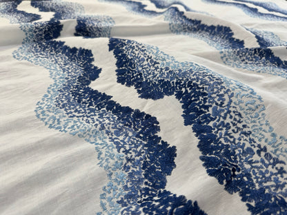 Scalamandre Anchita Embroidery Purple Stripe Ombre Linen Cotton - By The Yard - MSRP USD428/y