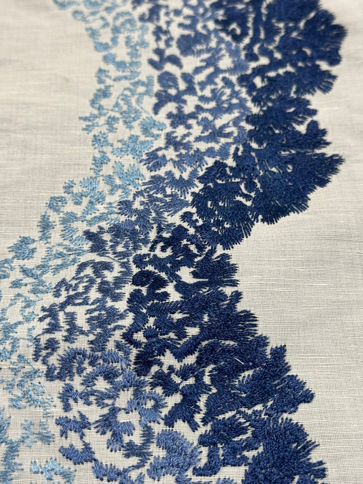 Scalamandre Anchita Embroidery Purple Stripe Ombre Linen Cotton - By The Yard - MSRP USD428/y