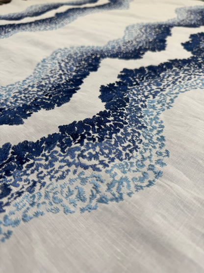 Scalamandre Anchita Embroidery Purple Stripe Ombre Linen Cotton - By The Yard - MSRP USD428/y