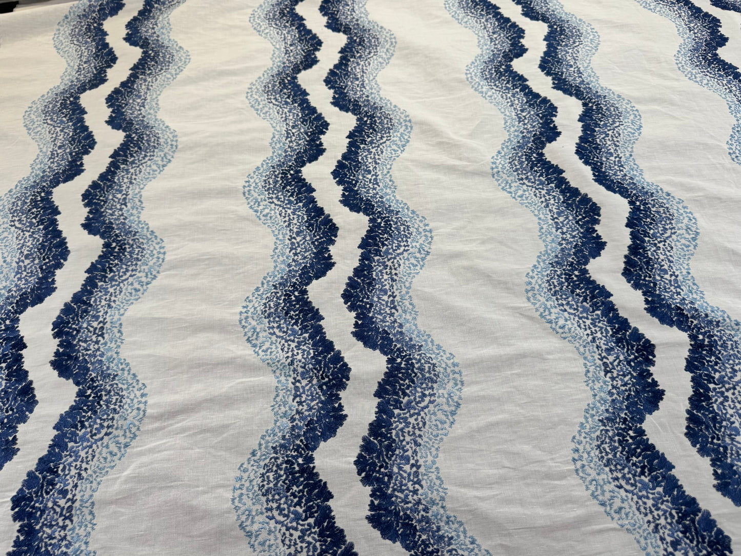 Scalamandre Anchita Embroidery Purple Stripe Ombre Linen Cotton - By The Yard - MSRP USD428/y