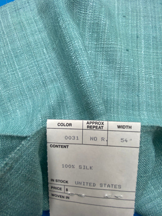91 Berkbox71 Scalamandre Square Silk by Old World Weavers Nepal Aquamarine Solid MSRP USD 310/y