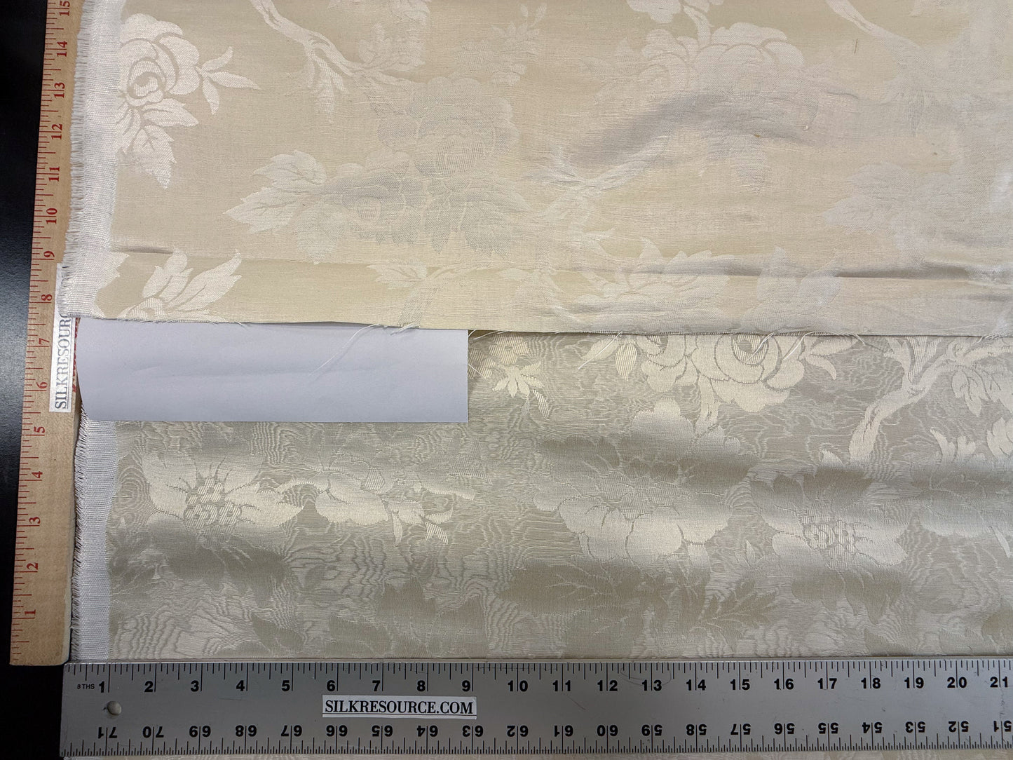 By yard Monceau Moire Linen Cotton Damask Historical Ivory Cream White MSRP 458