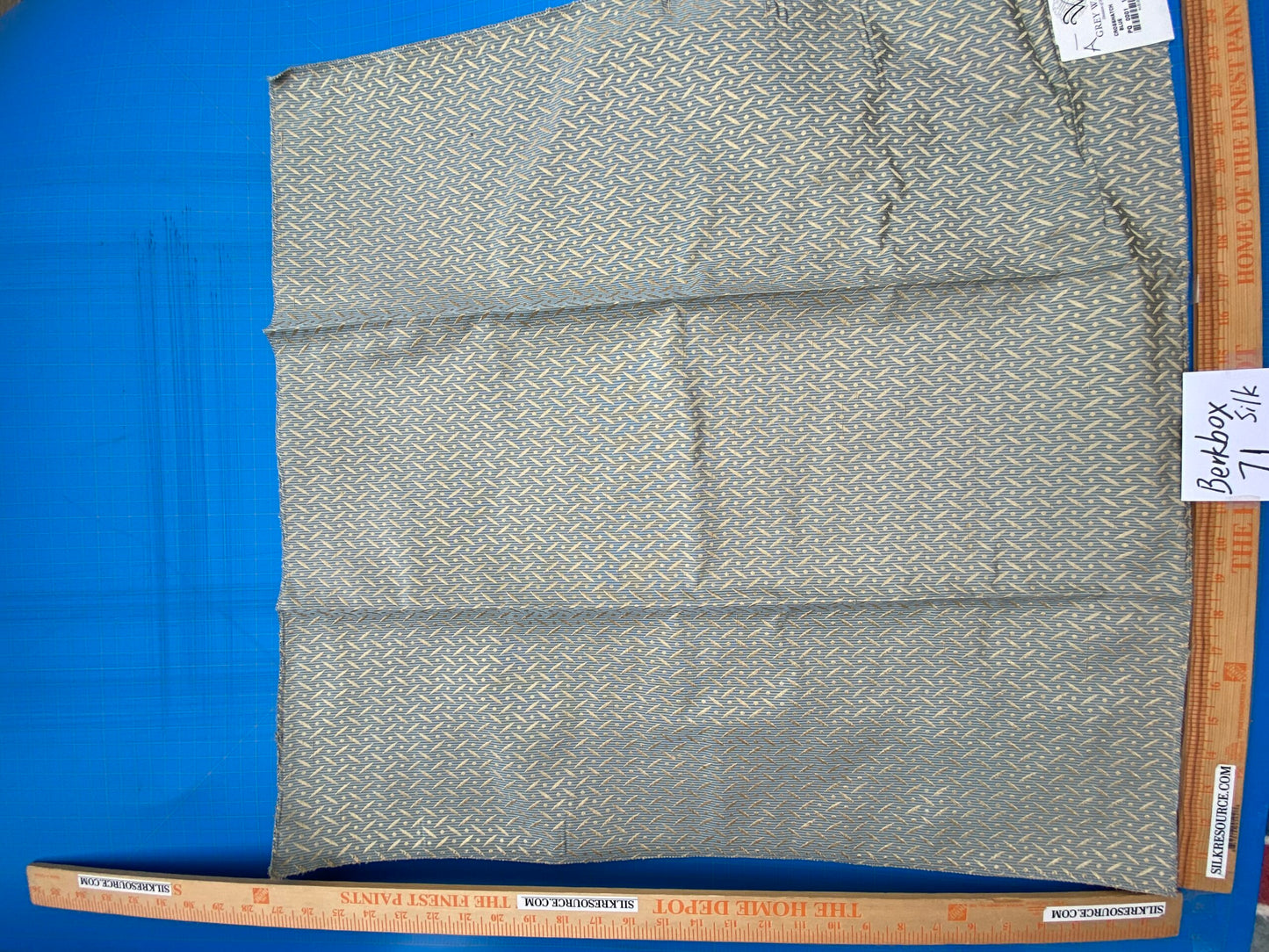 92 Berkbox71 Scalamandre Square Silk by Grey Watkins Crosshatch Blue Small Scale Geometric MSRP USD 458/y