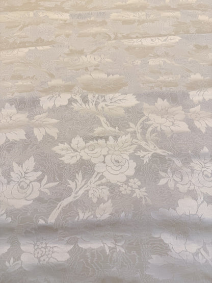 By yard Monceau Moire Linen Cotton Damask Historical Ivory Cream White MSRP 458