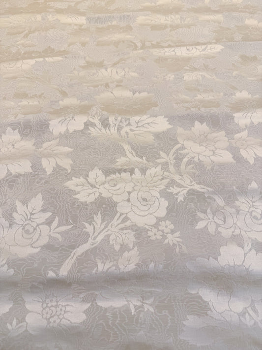 By yard Monceau Moire Linen Cotton Damask Historical Ivory Cream White MSRP 458