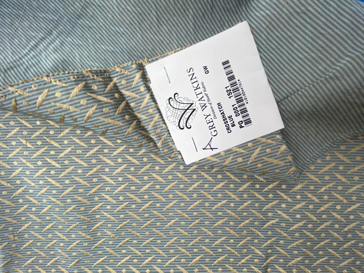 92 Berkbox71 Scalamandre Square Silk by Grey Watkins Crosshatch Blue Small Scale Geometric MSRP USD 458/y