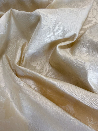 By yard Monceau Moire Linen Cotton Damask Historical Ivory Cream White MSRP 458