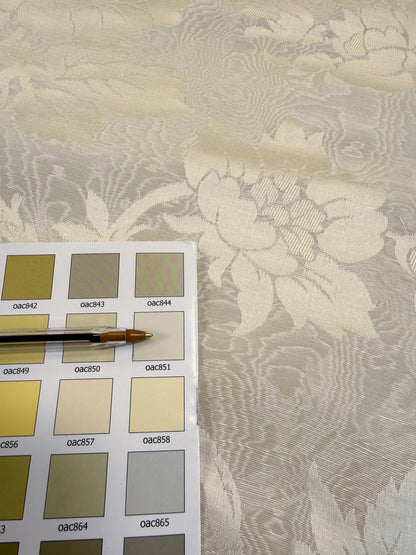By yard Monceau Moire Linen Cotton Damask Historical Ivory Cream White MSRP 458