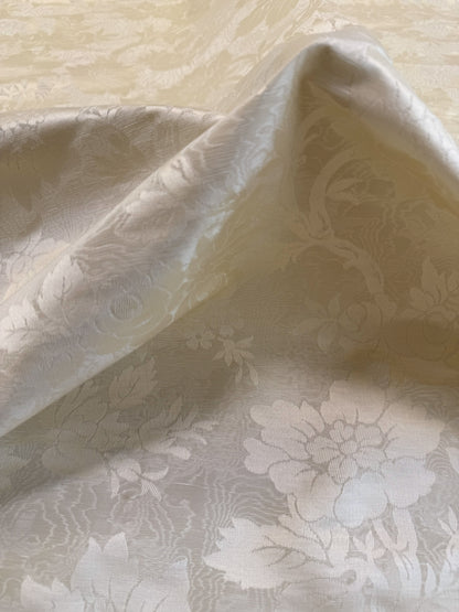 By yard Monceau Moire Linen Cotton Damask Historical Ivory Cream White MSRP 458