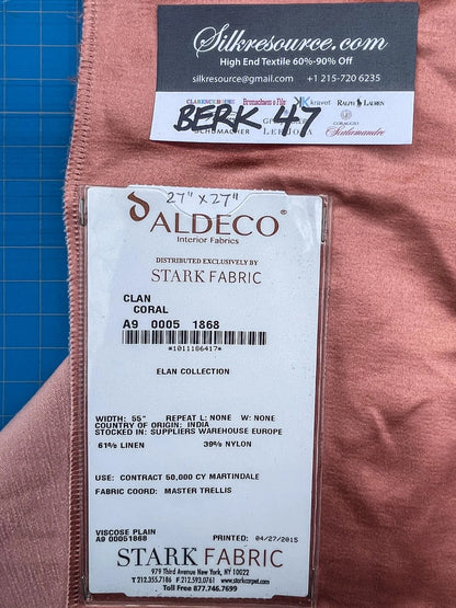 55 Berkbox47 28″x 28″ Square Scalamandre CLAN CORAL Peach Viscose Plain