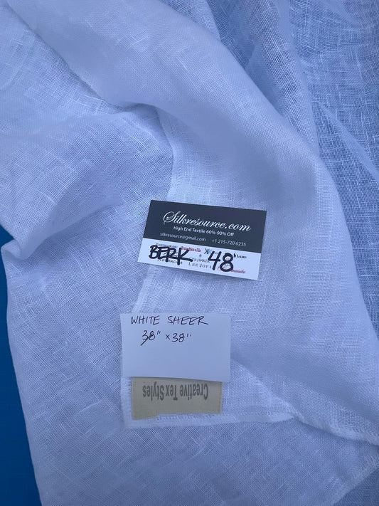 1 Berkbox48 38″x 38″ Square Scalamandre White Sheer Plain Solid Texture