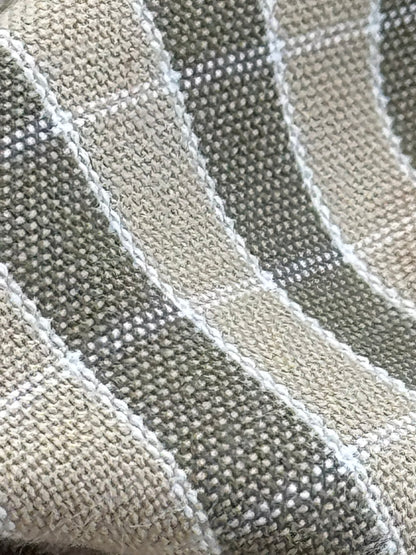 Scalamandre Oxford Check Tan and White Cotton Plaid from France - Brown Beige - By The Yard