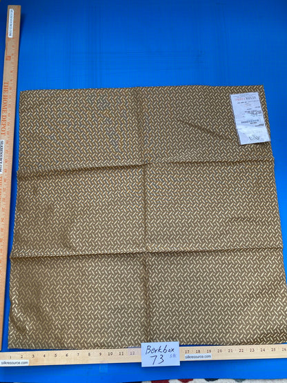 1 Berkbox73 Square Silk Blend by Grey Watkins Crosshatch Brown Small Scale Geometric MSRP USD 458/y