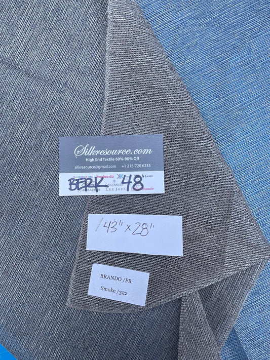 2 Berkbox48 43″x 28″  Scalamandre Brando Smoke Gray Sheer Solid Texture