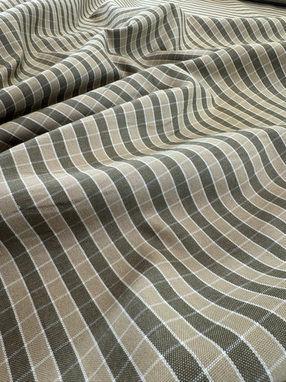 Scalamandre Oxford Check Tan and White Cotton Plaid from France - Brown Beige - By The Yard