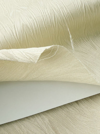 Scalamandre Pirana Ricci Silk Textured Chevron Willow Foliage Fabric in Cream White - By The Yard - MSRP USD298/y