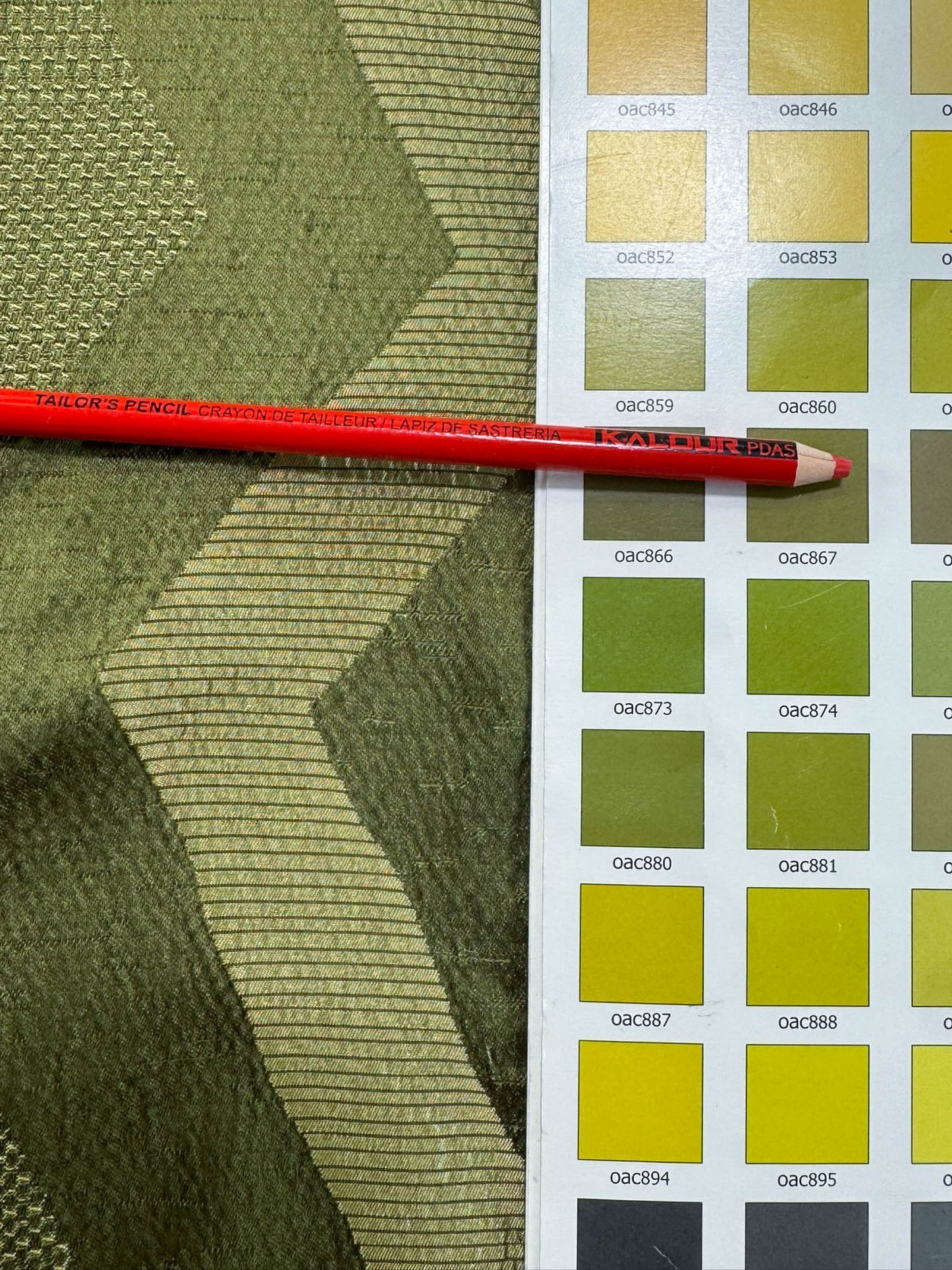 Scalamandre Savoir Faire Green Olive Chartreuse Chevron Silk - By The Yard - MSRP USD 264/y