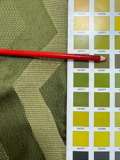 Scalamandre Savoir Faire Green Olive Chartreuse Chevron Silk - By The Yard - MSRP USD 264/y