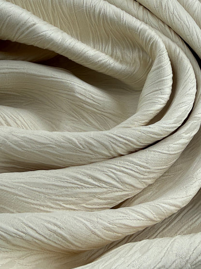 Scalamandre Pirana Ricci Silk Textured Chevron Willow Foliage Fabric in Cream White - By The Yard - MSRP USD298/y
