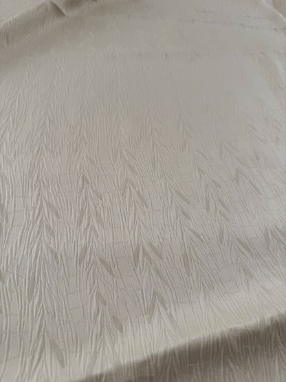 Scalamandre Pirana Ricci Silk Textured Chevron Willow Foliage Fabric in Cream White - By The Yard - MSRP USD298/y