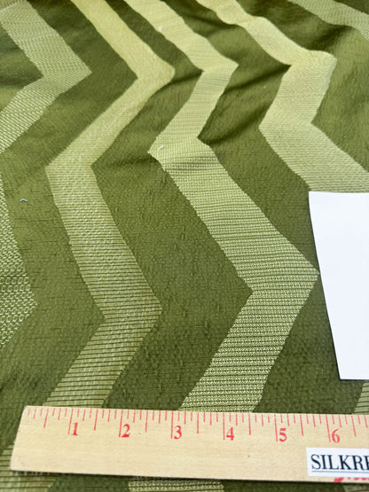 Scalamandre Savoir Faire Green Olive Chartreuse Chevron Silk - By The Yard - MSRP USD 264/y
