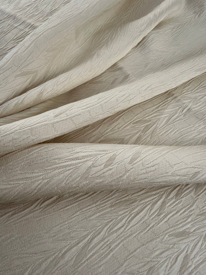 Scalamandre Pirana Ricci Silk Textured Chevron Willow Foliage Fabric in Cream White - By The Yard - MSRP USD298/y